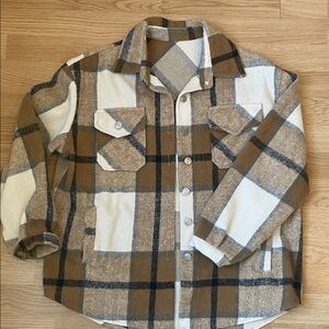 Amazon Plaid Jacket in Brown and Cream